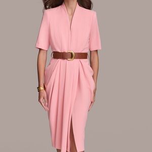 Stylish Donna Karan Pink Midi Dress (no belt)